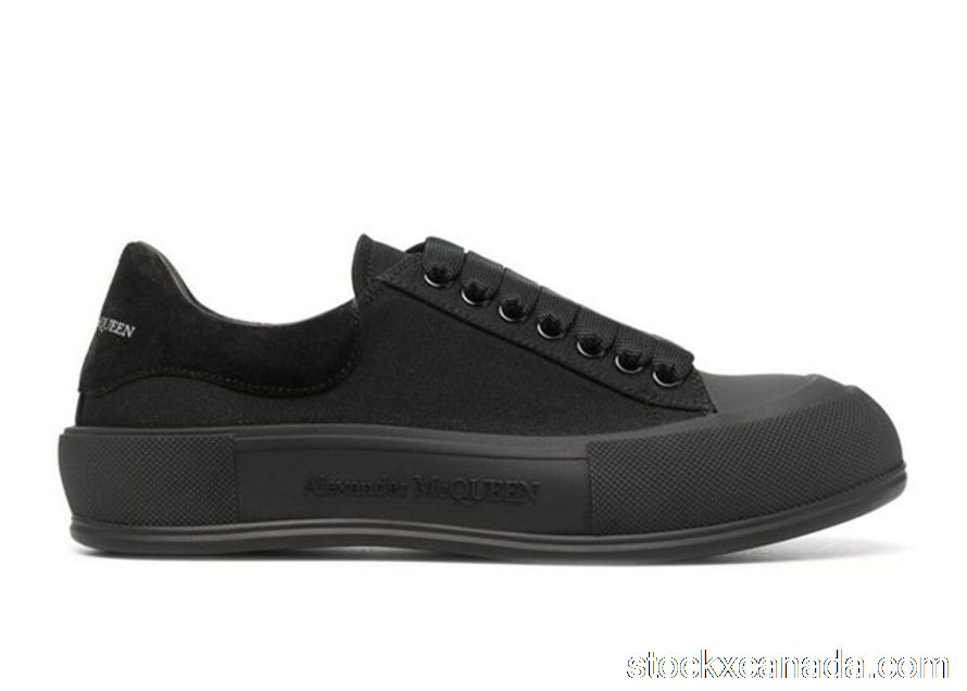 CA Alexander McQueen Deck Skate Plimsoll Lace-Up Triple Black 654594W4MV71000
