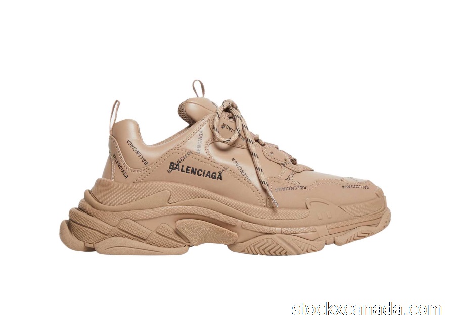 CA Balenciaga All Over Logo Triple S Beige 536737W2FA19911