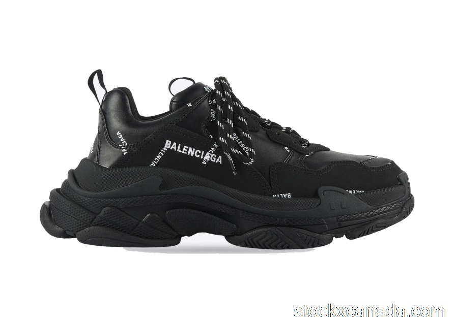 CA Balenciaga All Over Logo Triple S Black (W) 524039W2FA11090