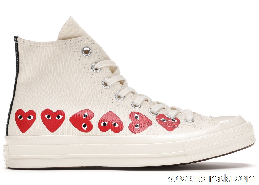 CA Converse Chuck Taylor All-Star 70 Hi Comme des Garcons Play Multi-Heart White 162972C